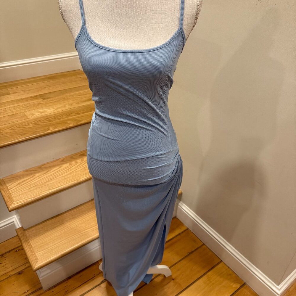 Micas ​Twist Detail Ribbed Maxi Dress - BABY BLUE / S